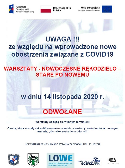 plakat - odwołanie warsztatów