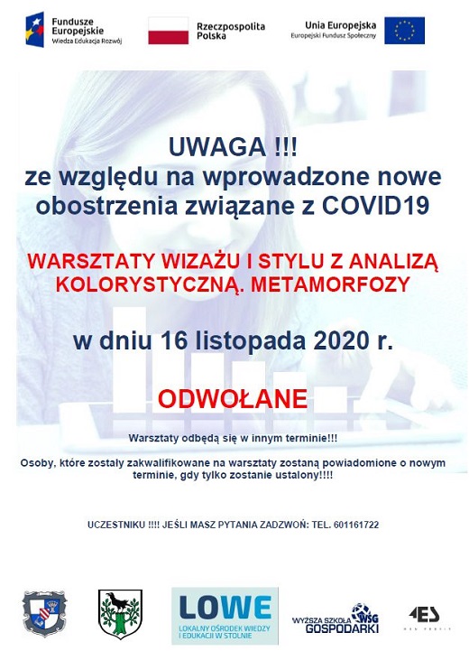 plakat - odwołanie warsztatów